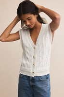 Z Supply Clothing Fairway Knit Vest Style ZVW252602S Wht in White;Knit Spring Summer Vest; 