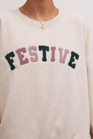 Z Supply Clothing Festive Sweatshirt STyle ZT234401 in Light Oatmeal;Varsity Letters Festive Sweatshirt;Festive Sweat Shirt; 