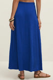 Z Supply Clothing Idris Maxi Skirt Style ZK261346 NAU in Nautical Blue. textured puckered knit maxi skirt with an elastic tie waist and a back slit that adds movement and ease. 