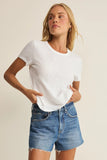 Z Supply Clothing Junie Slub Tee Style ZT262980S WHT in White. Women's all cotton slub jersey Short sleeve crew neck elevated basic white spring summer T-shirt