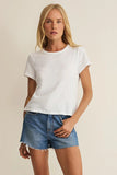 Z Supply Clothing Junie Slub Tee Style ZT262980S WHT in White. Women's all cotton slub jersey Short sleeve crew neck elevated basic white spring summer T-shirt