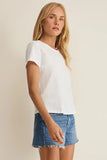 Z Supply Clothing Junie Slub Tee Style ZT262980S WHT in White. Women's all cotton slub jersey Short sleeve crew neck elevated basic white spring summer T-shirt