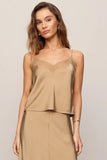 Z Supply Clothing Kori Lace Inset Cami Style ZT263343 in Toast; 