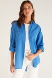 Z Supply Clothing Lalo Button Up Top Style ZT213171 in Federal Blue and White; 