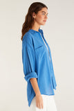 Z Supply Clothing Lalo Button Up Top Style ZT213171 in Federal Blue and White; 