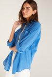 Z Supply Clothing Lalo Button Up Top Style ZT213171 in Federal Blue and White; 