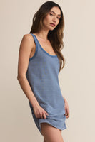 Z Supply Clothing Mathis Striped Mini Dress Style ZD253215 VIN in Vintage Indigo;Striped Knit Summer Mini Dress; 