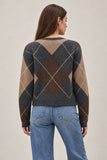 Z Supply Clothing Medina Argyle Cardigan style ZW264782 CHH in Charcoal Heather