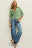 Z Supply Clothing Medina Cozy Rib Cardigan style ZW261442S APP in Appletini;Soft button front ribbed spring cardigan; 