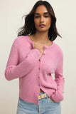 Z Supply Clothing Medina Rib Cardigan Style ZW261442 in Both Pink Crush and Custard; Spring Cardigan, Soft Pink cardigan, Yellow Crewneck Cardi