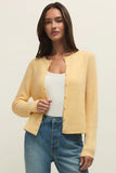 Z Supply Clothing Medina Rib Cardigan Style ZW261442 in Both Pink Crush and Custard; Spring Cardigan, Soft Pink cardigan, Yellow Crewneck Cardi