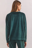 Z Supply Clothing Night in Velour Long Sleeve Top Style ZLT234109 in Rich Pine and Deep Blue;Velour Lounge Top;Z Supply Velour Lounge Set; 
