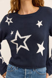 Z Supply Clothing Seeing Stars Sweater Style ZW242610 CNV in Captain Navy;Blue Sweater With Stars;Star Sweater; 