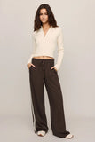 Z Supply Clothing Summit Half Zip Sweater Style SVW263600S in Sandstone; Half-ZIp Top Paired with the brown Breakaway Track Pant