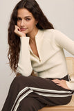 Z Supply Clothing Summit Half Zip Sweater Style SVW263600S in Sandstone; Half-ZIp Top Paired with the brown Breakaway Track Pant