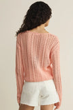 Z Supply Clothing Upland Crochet Sweater Style ZW262732S BLN in Bellini. Peach Colored Cotton Blend crochet spring summer sweater.