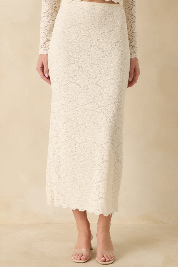 Via Lace Midi Skirt