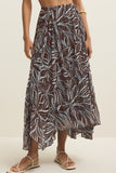 Z Supply Clothing Vitoria Zinn Floral Maxi Skirt Style ZK261403S CLC in Chocolate Cherry. A comfortable elastic waistband handkerchief hem flowy spring summer maxi skirt.