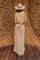 Z and L Europe Marbella Maxi Dress Style 33130709 in Natural; Open Weave Maxi Dress; Crochet Maxi Dress