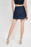en Saison Denim Mini Skirt Style IES2269P-2 in Denim;Denim Mini Skirt;Faux Wrap Denim Mini Skirt; 