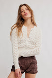 free people clothing Pretty in Pointelle Cardi Style OB2436784 in Ivory; Button Front Ivory Pointelle knit spring cardigan; 