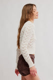 free people clothing Pretty in Pointelle Cardi Style OB2436784 in Ivory; Button Front Ivory Pointelle knit spring cardigan; 