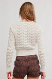 free people clothing Pretty in Pointelle Cardi Style OB2436784 in Ivory;Button Front Ivory Pointelle knit spring cardigan; 