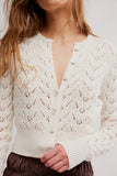 free people clothing Pretty in Pointelle Cardi Style OB2436784 in Ivory;Button Front Ivory Pointelle knit spring cardigan; 