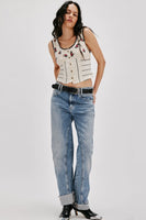 Free People Rose Bud Knit Top Style OB2097326 in Ivory Combo; Embroidered Knit Tank Vest Top