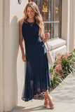 steve madden apparel Laney Dress Style BP108564 in Marine Blue. Navy Blue Asymmetrical hem Polyester blend spring summer dress