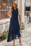 steve madden apparel Laney Dress Style BP108564 in Marine Blue. Navy Blue Asymmetrical hem Polyester blend spring summer dress