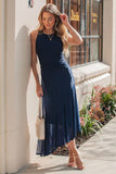steve madden apparel Laney Dress Style BP108564 in Marine Blue. Navy Blue Asymmetrical hem Polyester blend spring summer dress