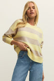 z supply clothing Cirrus Cozy Stripe Sweater Style ZW261135 in Sunnyside; Yellow and Tan striped spring sweater; 