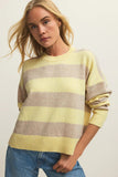 z supply clothing Cirrus Cozy Stripe Sweater Style ZW261135 in Sunnyside; Yellow and Tan striped spring sweater; 