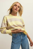 z supply clothing Cirrus Cozy Stripe Sweater Style ZW261135 in Sunnyside; Yellow and Tan striped spring sweater; 