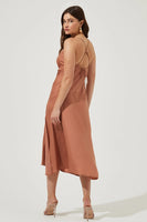 ASTR the Label Gaia Dress Style ACDR100133D in Off White or Nude;Satin Floral Spaghetti Strap Dress;Summer Gress;Guset DRess;Event Dress;Summer Party Dress;Floral Midi Dress;ASTR Floral Dress