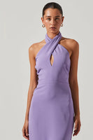 ASTR the Label Jodie Dress Style ACDR101651 in Lavender;Halter Neck Dress;Twisted Halter Neck Dress;Special Occasion Dress;Guest Of Dress