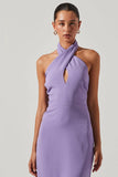 ASTR the Label Jodie Dress Style ACDR101651 in Lavender;Halter Neck Dress;Twisted Halter Neck Dress;Special Occasion Dress;Guest Of Dress