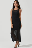 ASTR the Label Palmer Dress Style ACDR101097 in Natural and in Black;open-weave crochet dress;crochet column dress;ASTR Crochet Dress
