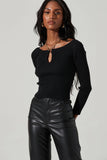 ASTR the Label Philippa Sweater Style ACT17457 in Black;Halter Neck Sweater;Chain Halter Neck Sweater Top