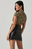 ASTR the Label Sayla Printed Top Style ACT17741 in Black Green Multi; 