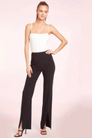 Amanda Uprichard Tavira Pant Style CI-4671 in Black;Women's Flared Split Ankle Hem Pant;Amanda Uprichard Pant;Night out pant;Chic Split ankle hem pant