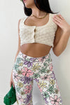 Bailey Rose Clothing CHECKER SWEATER BUTTON FRONT CROP TOP style BRW1389 in Off White;Knit Crop Top;Knit Cropped Tank Top