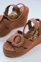 Beach by Marisse Footwear Kai Raffia Wedge Sandal in Terracotta;Beach Wedge Sandal; 