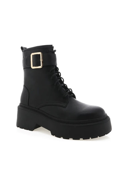 Billini Shoes Xanti Boot in Black Style Number B1135 Blk;Women's Black Boots;Billini Boots;LWomen's Lug Sole Boot;Women's Ankle Buckle Boot