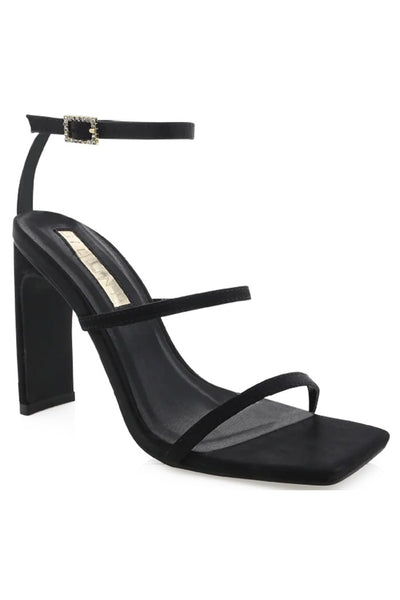 Billini Tiaka Style Number H1859 in Black Satin;Women's Black Satin Strappy Heel;Women's night out heel