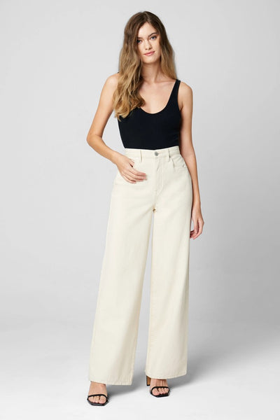 Blank NYC the Franklin In High Key Pant Style 01EH2829-HHC in High Key;Women's Wide Leg Denim Jean;Cream White Wide Leg Denim Jeans; 