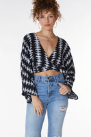 Bobi Clothing KIMONO SLEEVE TIE FRONT TOP Style 51D-37707 in Zen;Tie Front Top;Tie Front Cover-up top; 