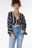 Bobi Clothing KIMONO SLEEVE TIE FRONT TOP Style 51D-37707 in Zen;Tie Front Top;Tie Front Cover-up top; 