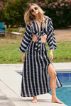 Bobi Clothing MAXI SMOCKED SKIRT WITH SLIT Style 51D-37708 in ZEN; 